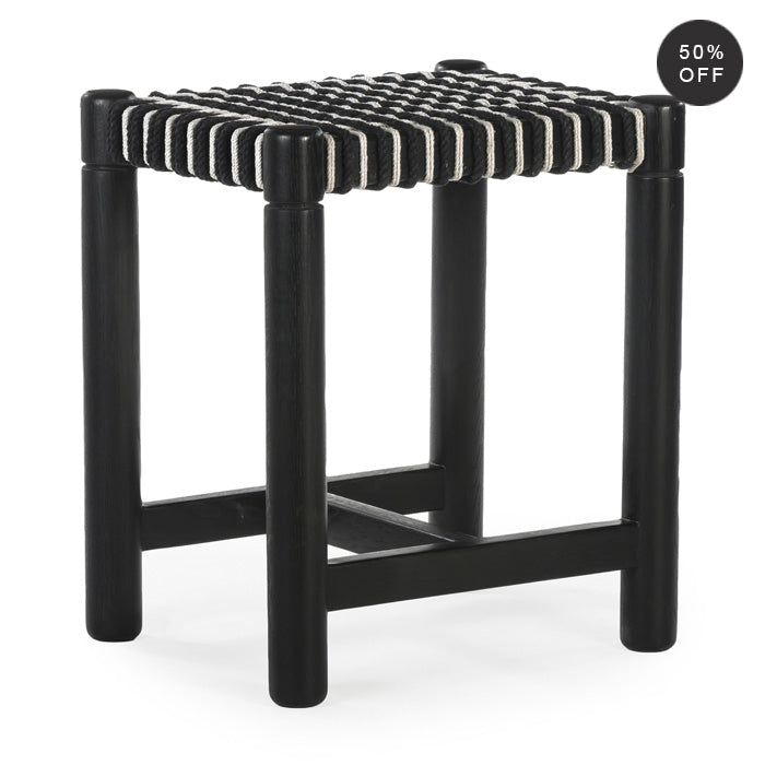 Geo-Weave Charcoal Counter Stool - Artisanal Oak