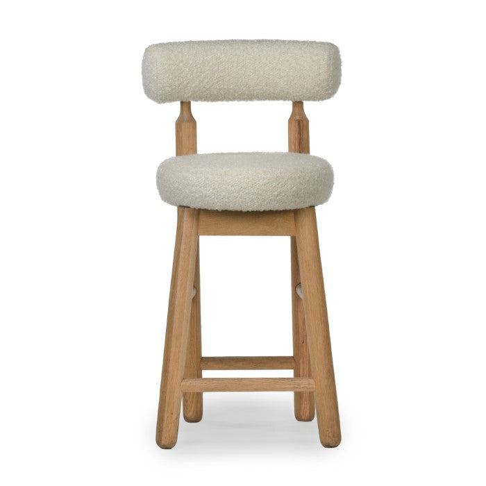 Geometric Oak Bar Stool - Eco-friendly Boucle