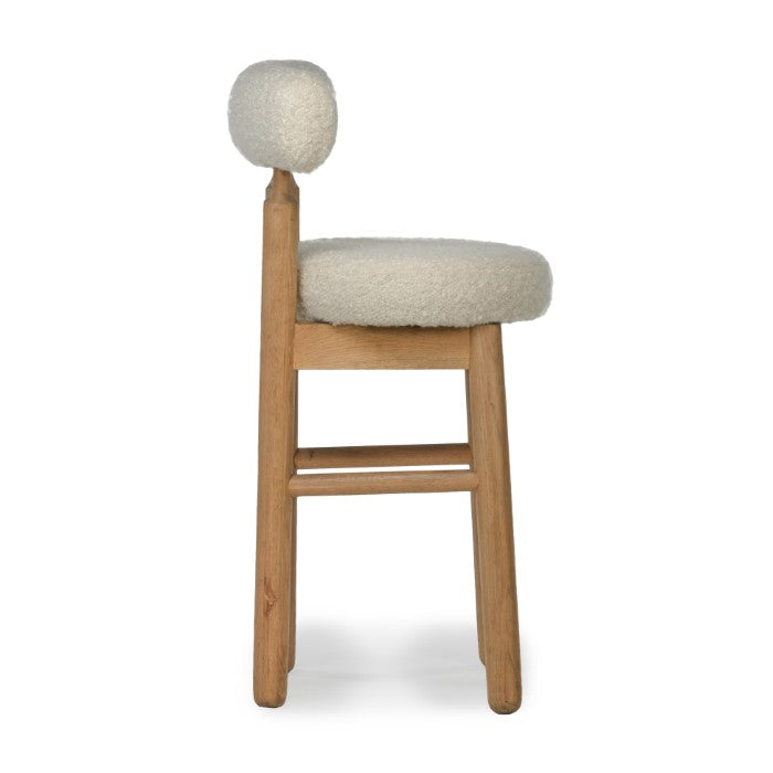 Geometric Oak Bar Stool - Eco-friendly Boucle