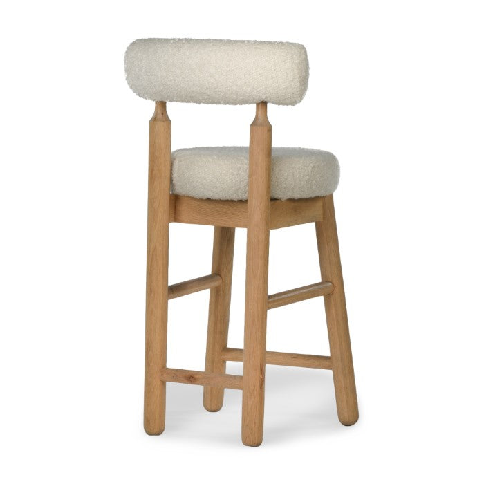 Geometric Oak Bar Stool - Eco-friendly Boucle