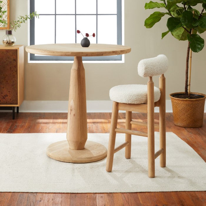 Geometric Oak Bar Stool - Eco-friendly Boucle