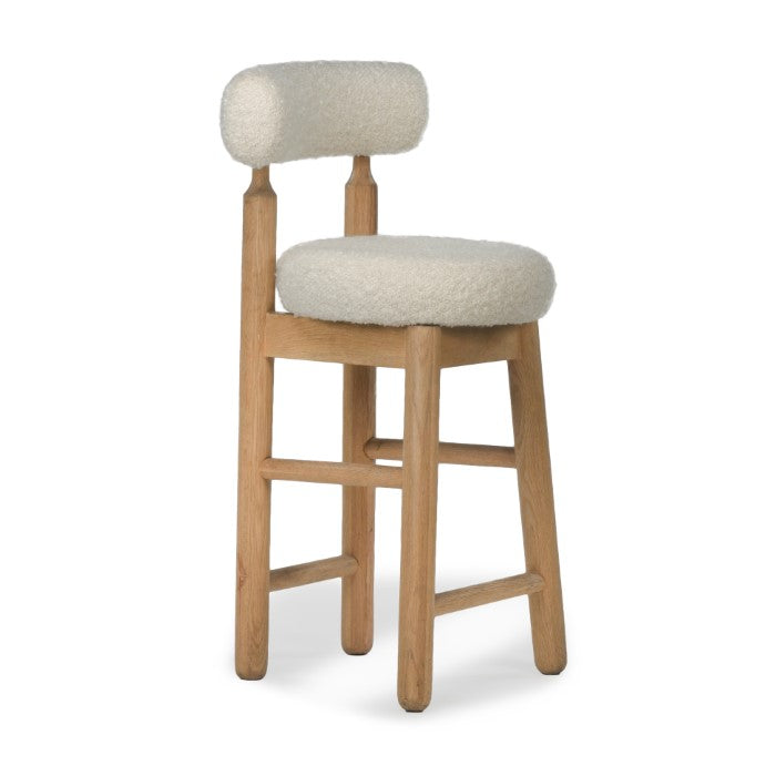 Geometric Oak Bar Stool - Eco-friendly Boucle