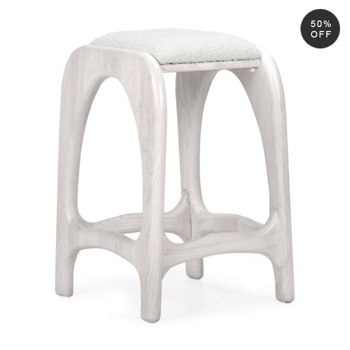 Archway Oak Counter Stool - Weathered Whitewash