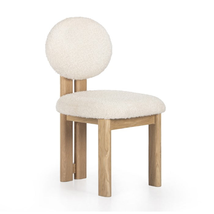 Rustic-Modern Oak Butterfly Chair in Repurposed Bouclé