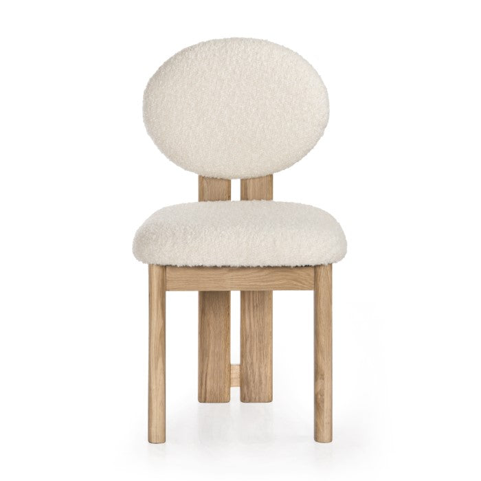 Rustic-Modern Oak Butterfly Chair in Repurposed Bouclé