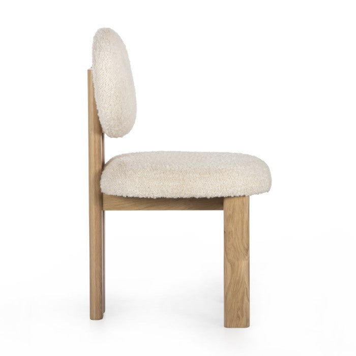 Rustic-Modern Oak Butterfly Chair in Repurposed Bouclé