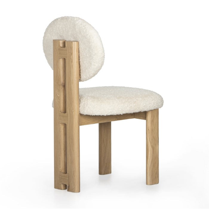 Rustic-Modern Oak Butterfly Chair in Repurposed Bouclé