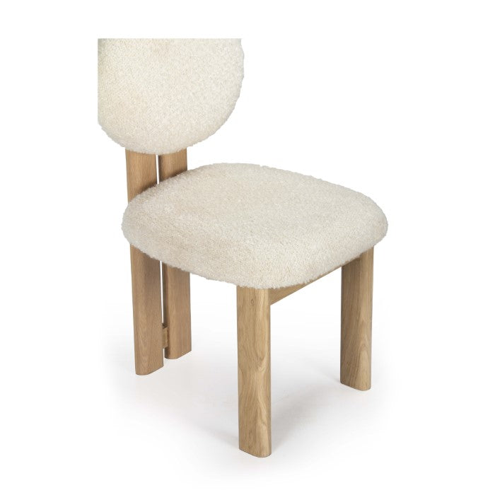 Rustic-Modern Oak Butterfly Chair in Repurposed Bouclé