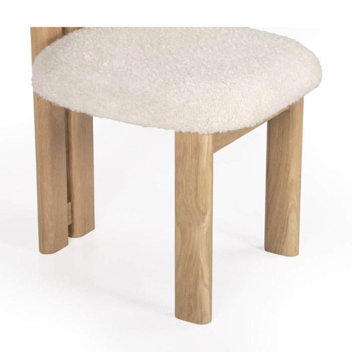 Rustic-Modern Oak Butterfly Chair in Repurposed Bouclé
