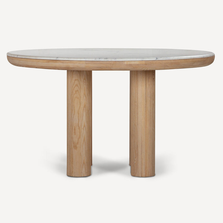 Streamlined Elegance Oak & Marble Round Dining Table