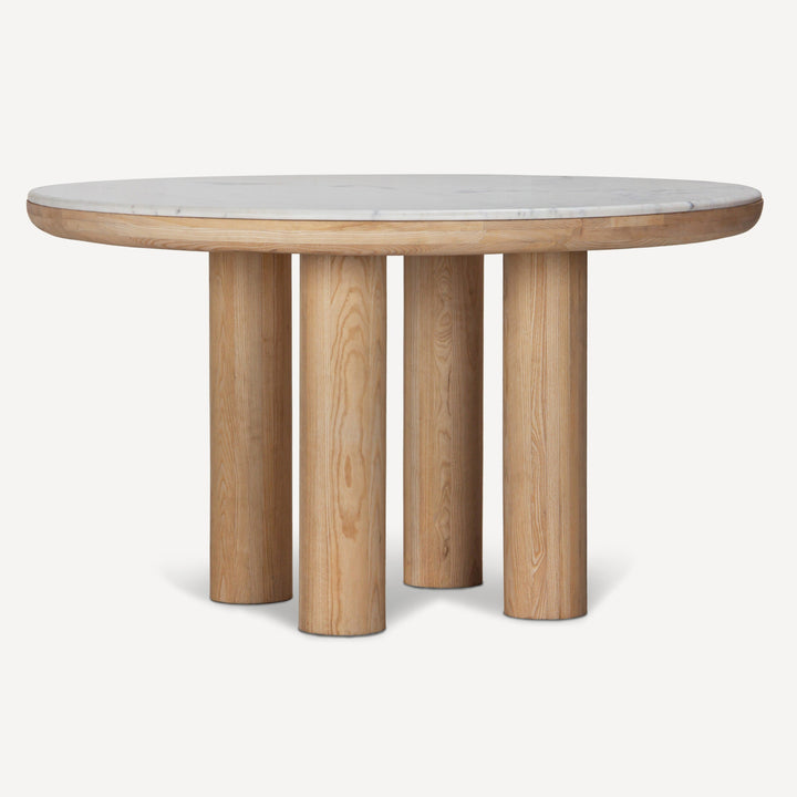 Streamlined Elegance Oak & Marble Round Dining Table