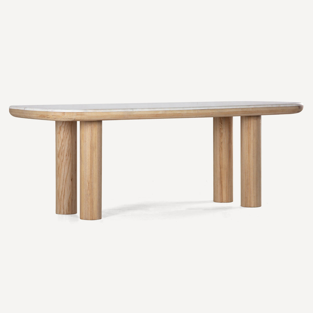 Geometric Elegance Oak & Marble Square Dining Table