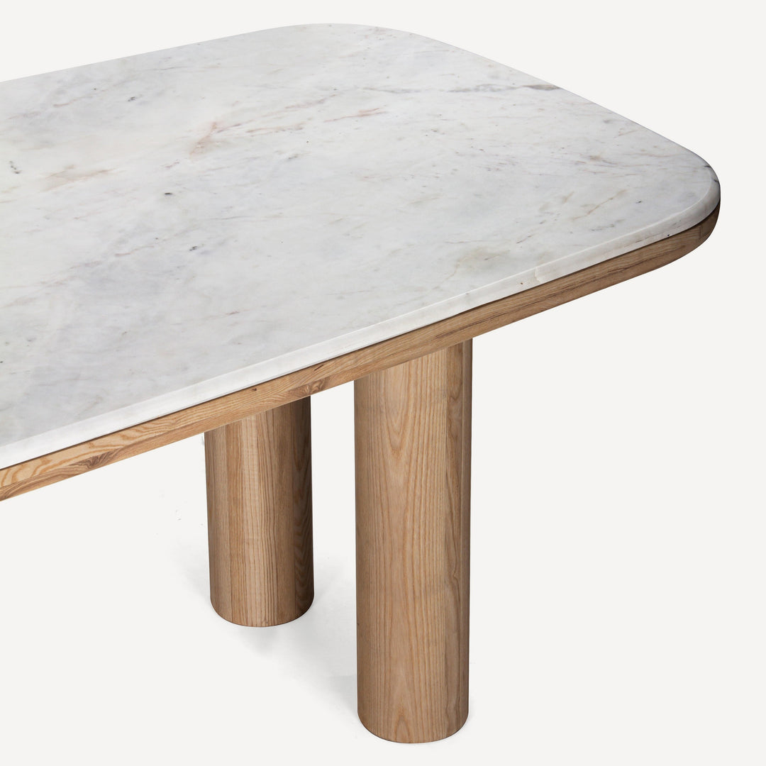 Geometric Elegance Oak & Marble Square Dining Table