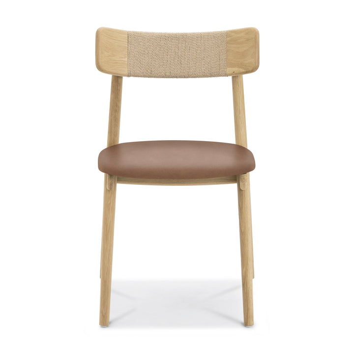 Solum Elegant Oak Dining Chair - Natural Leather