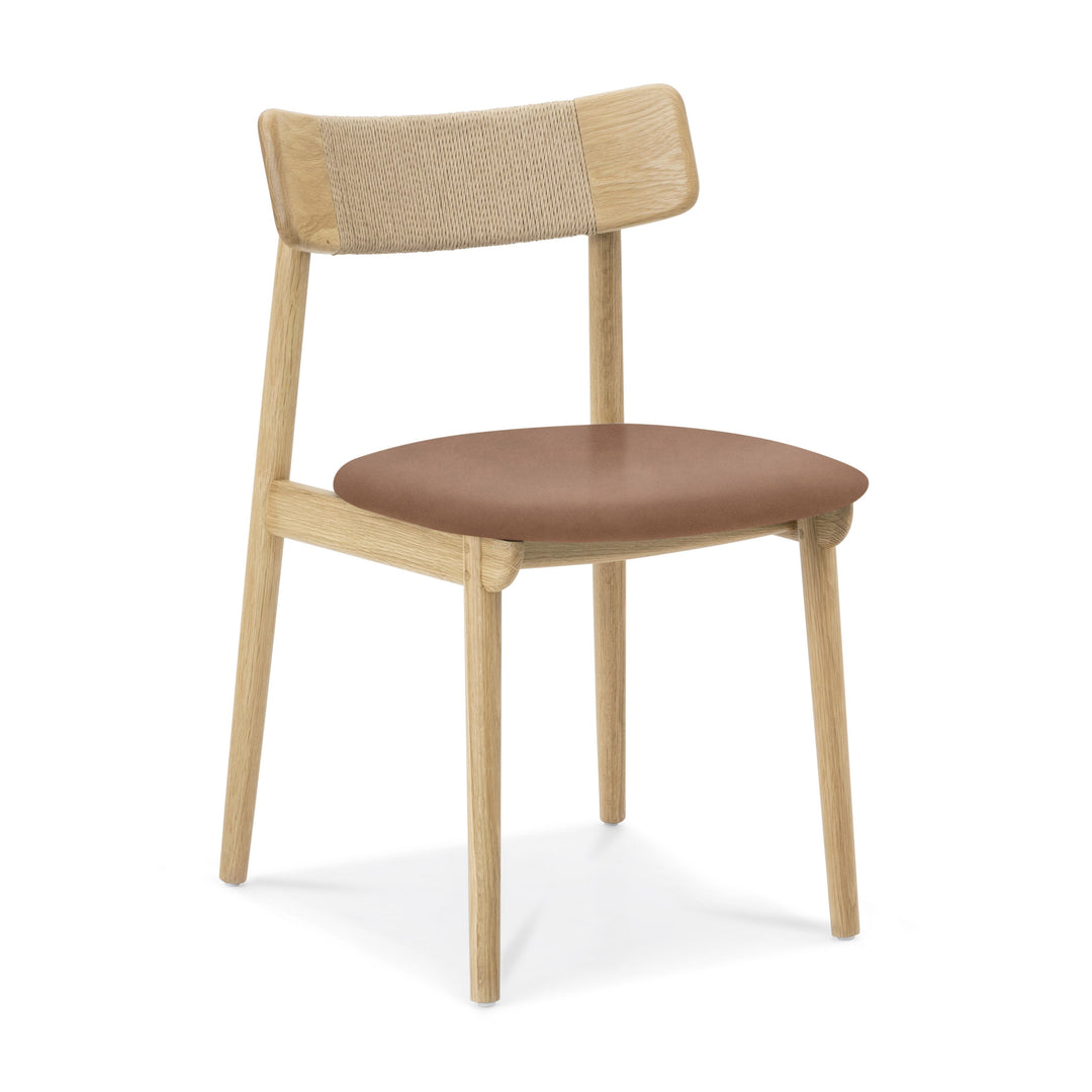 Solum Elegant Oak Dining Chair - Natural Leather