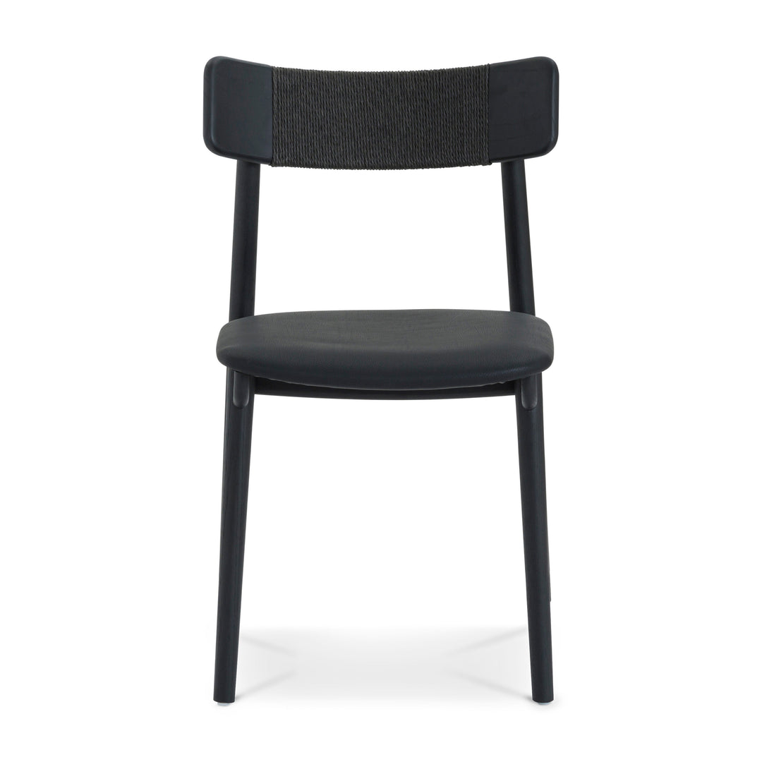 Sleek Scandinavian-Inspired Oak & Leather Dining Chair - Charcoal
