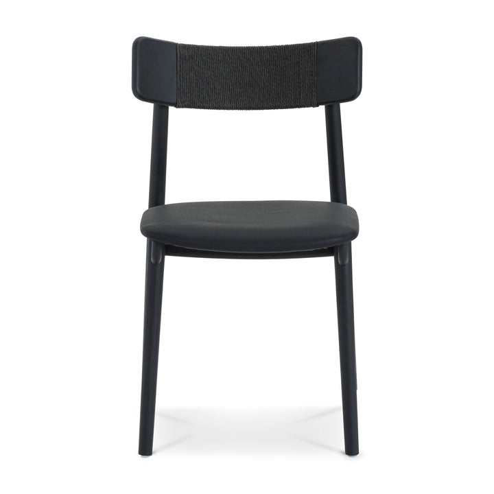 Sleek Scandinavian-Inspired Oak & Leather Dining Chair - Charcoal