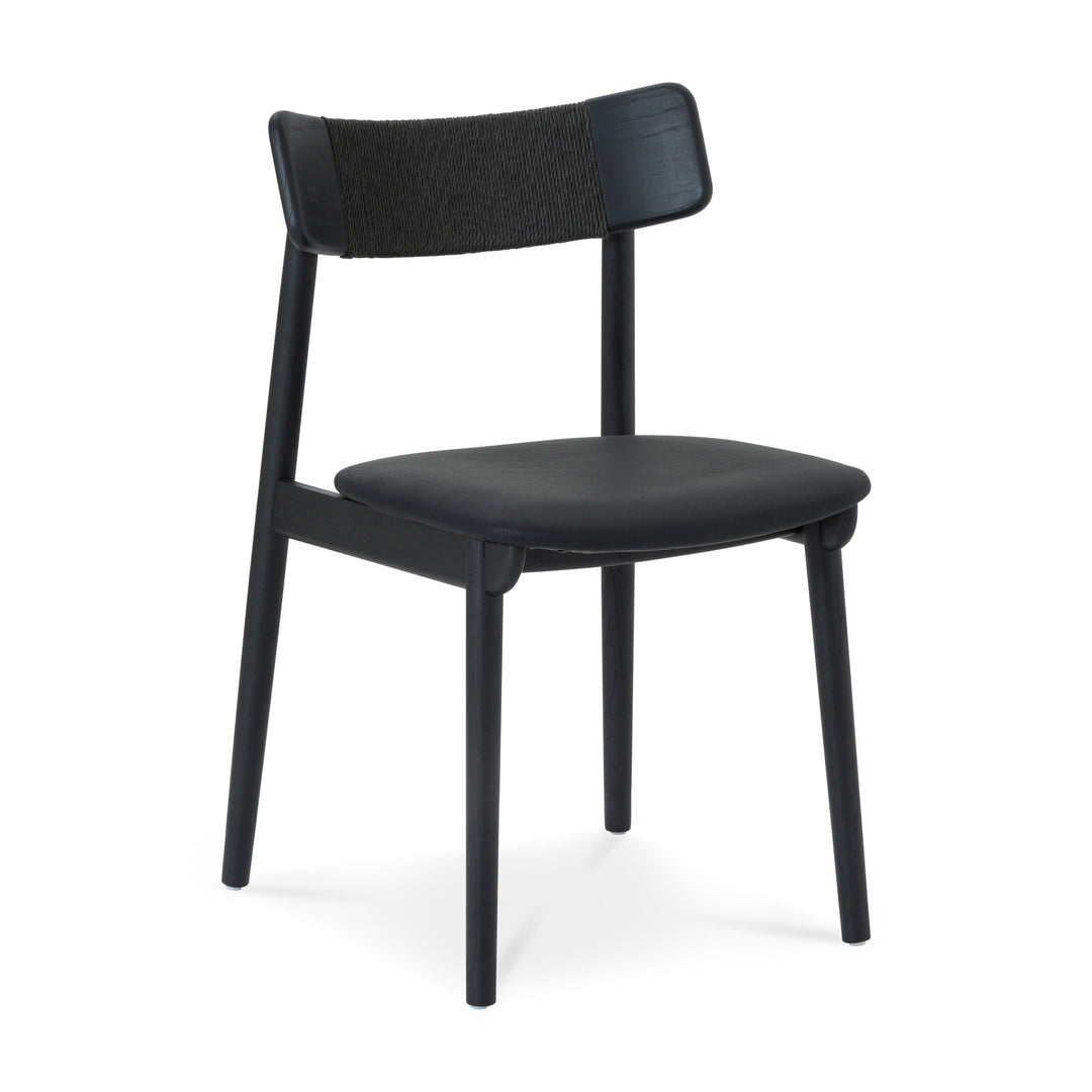 Sleek Scandinavian-Inspired Oak & Leather Dining Chair - Charcoal