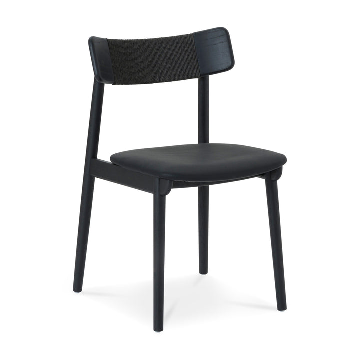 Sleek Scandinavian-Inspired Oak & Leather Dining Chair - Charcoal