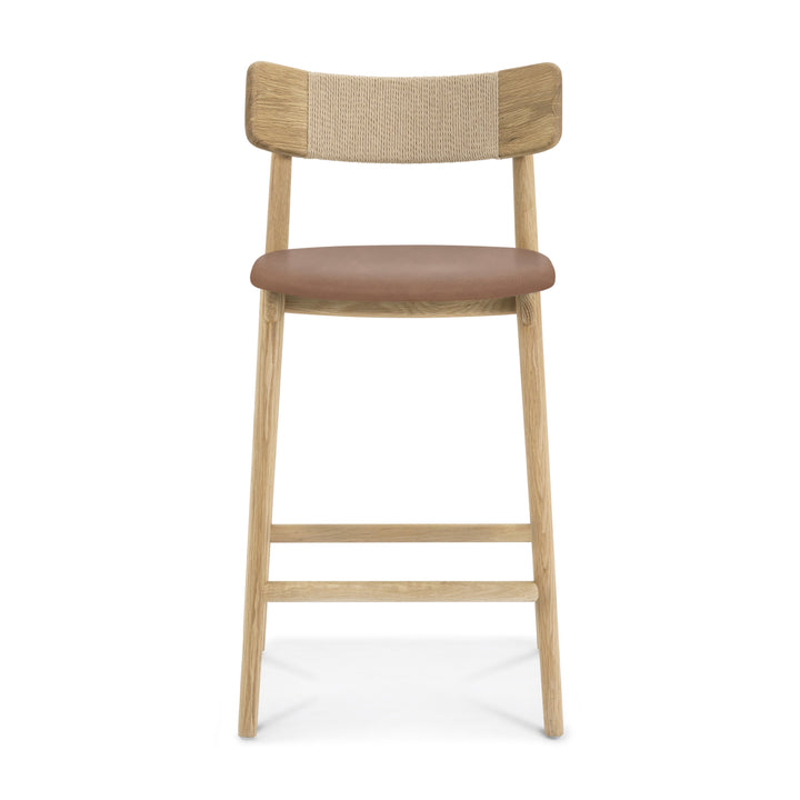 Nordic Oak & Leather Swivel Bar Stool