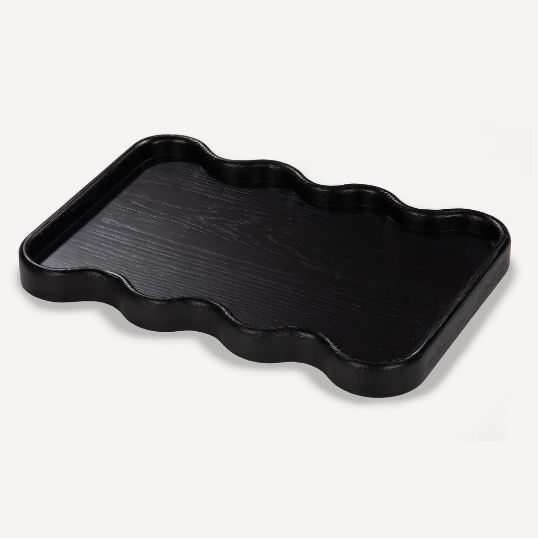Geometric Oak Platter - Charcoal
