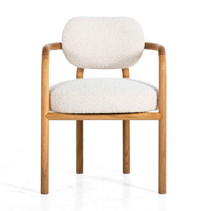 Elegant Dry Honey Oak Bouclé Swivel Diner
