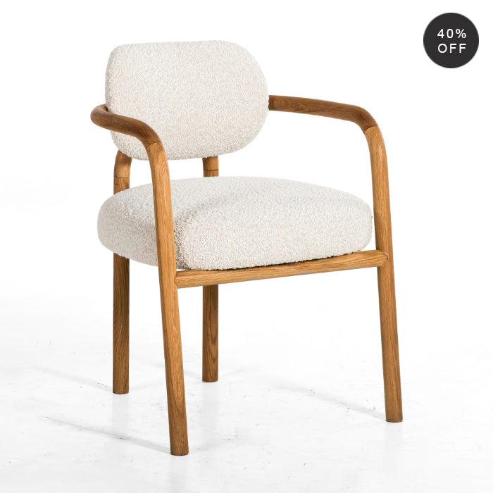 Elegant Dry Honey Oak Bouclé Swivel Diner