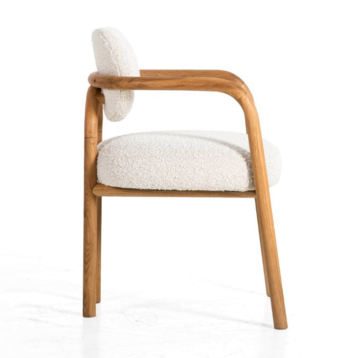 Elegant Dry Honey Oak Bouclé Swivel Diner