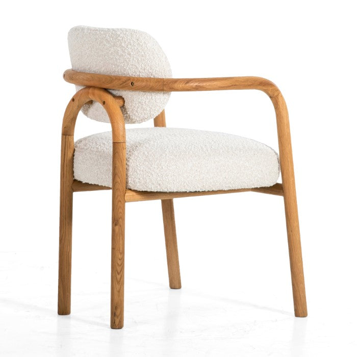 Elegant Dry Honey Oak Bouclé Swivel Diner