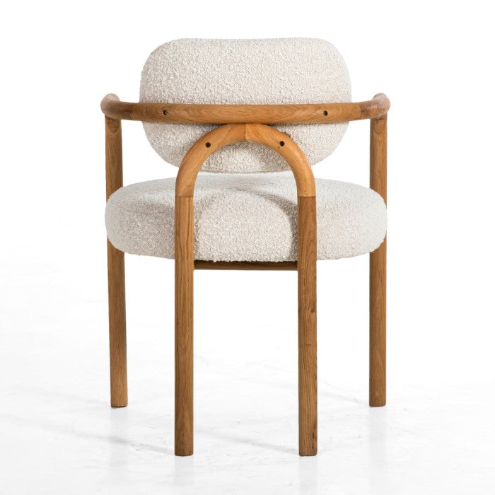 Elegant Dry Honey Oak Bouclé Swivel Diner