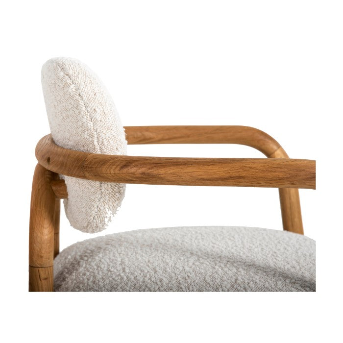Elegant Dry Honey Oak Bouclé Swivel Diner