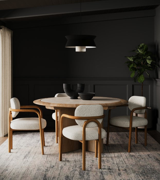 Elegant Dry Honey Oak Bouclé Swivel Diner