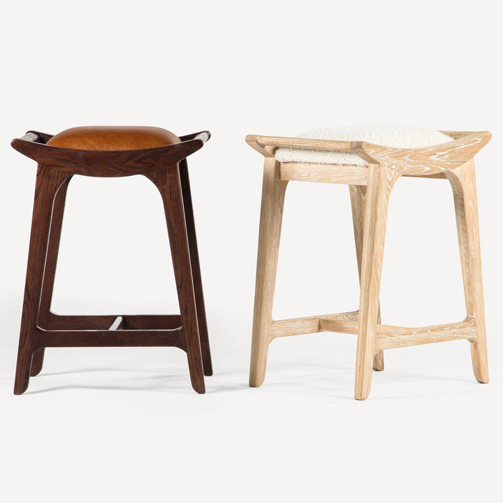 Artisanal Oak & Upholstery Counter Seat