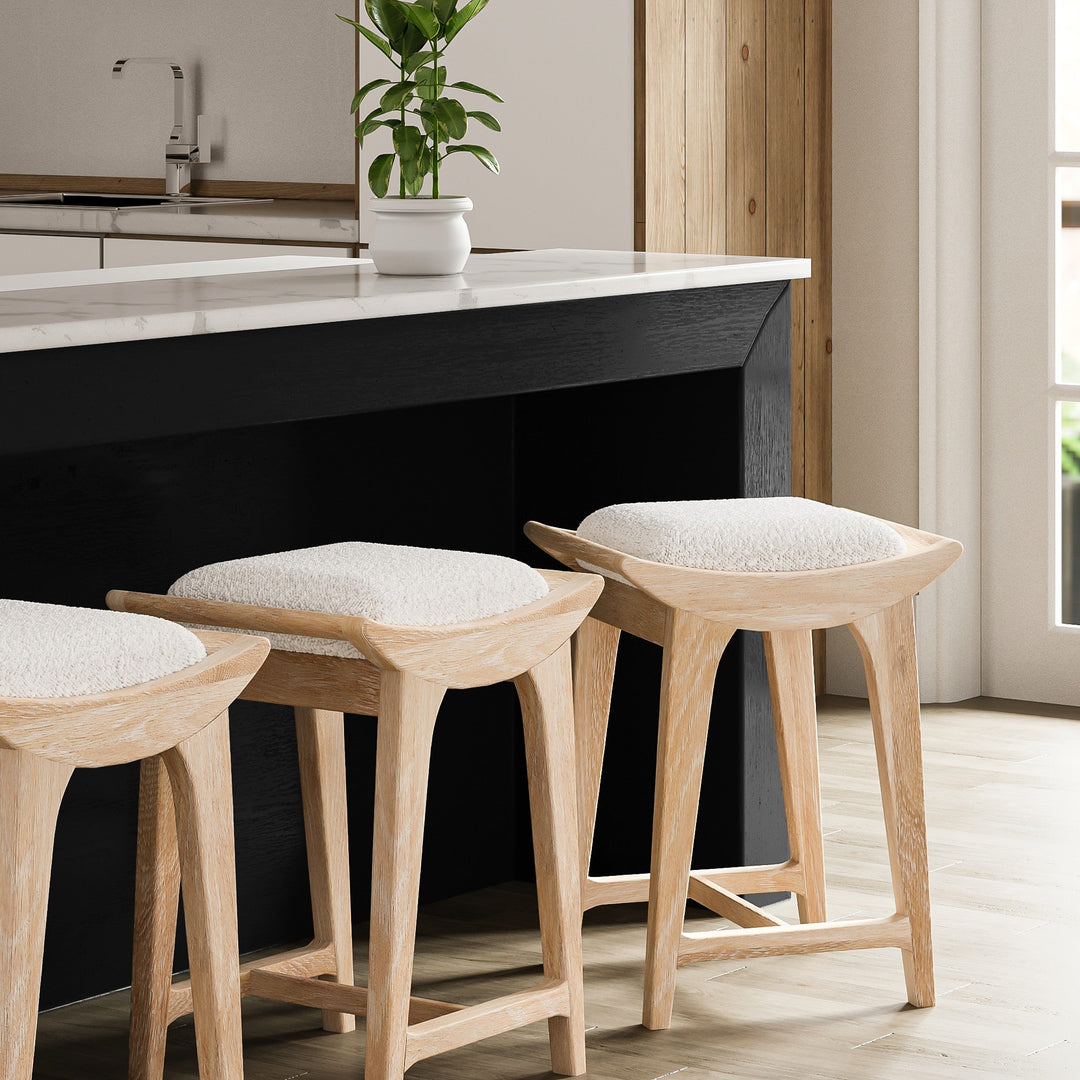 Artisanal Oak & Upholstery Counter Seat