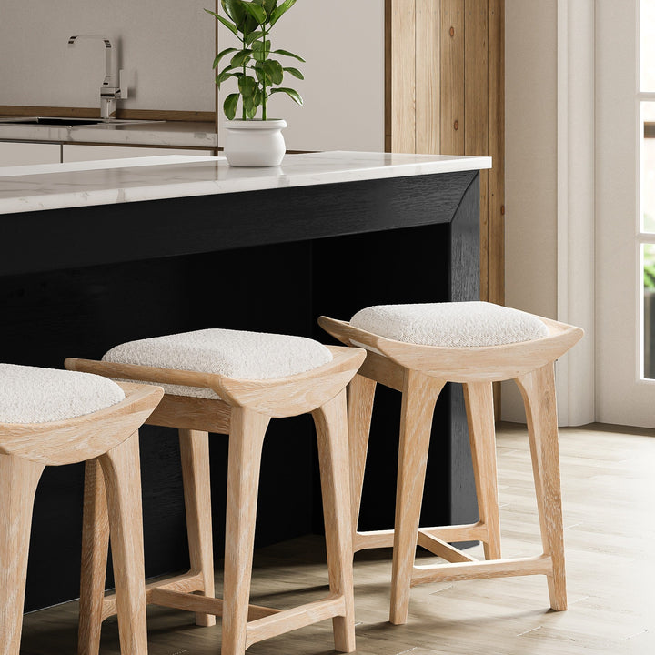 Artisanal Oak & Upholstery Counter Seat
