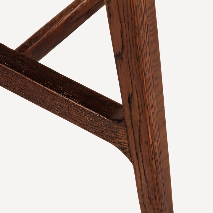 Elegant Brown Counter Stool - Rich Solid Oak & Upholstery