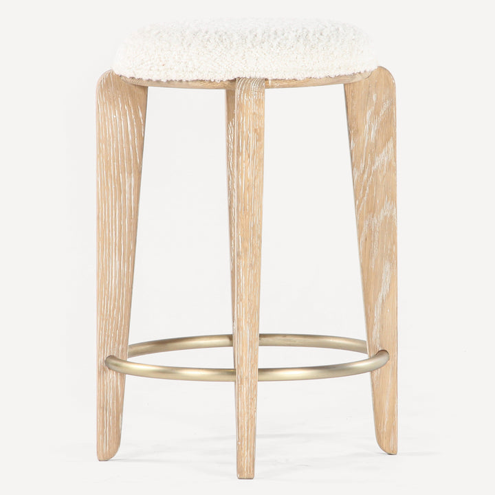 Modern Oak & Brass Bistro Stool