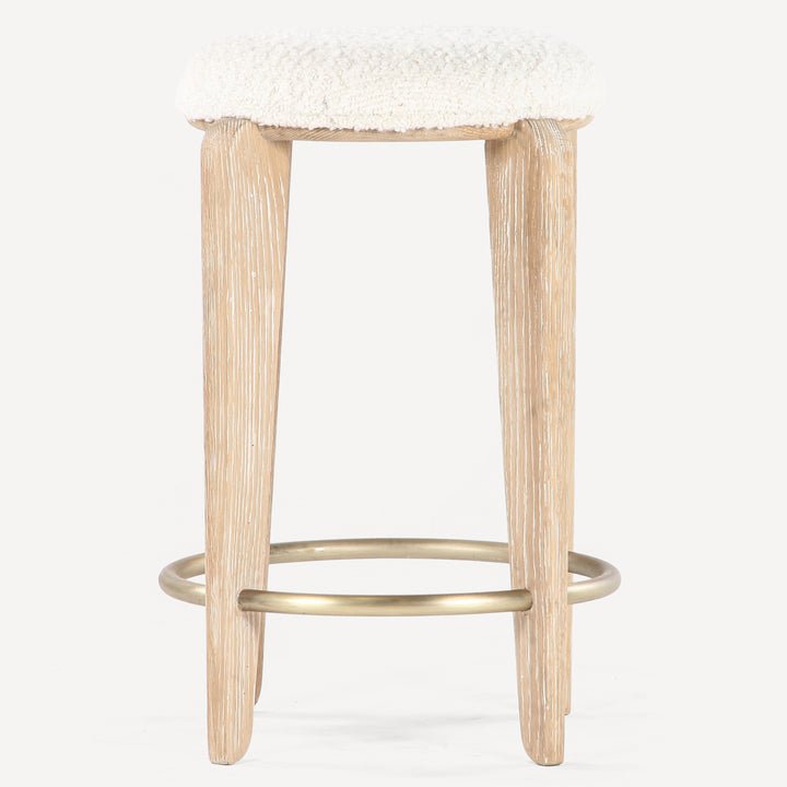 Modern Oak & Brass Bistro Stool