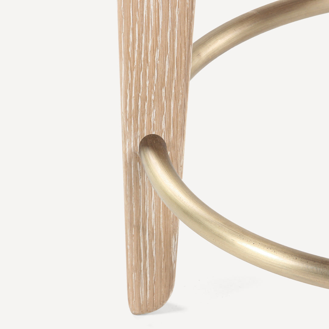 Modern Oak & Brass Bistro Stool