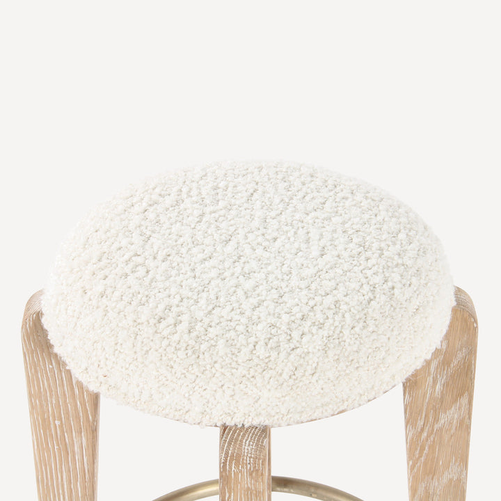 Modern Oak & Brass Bistro Stool