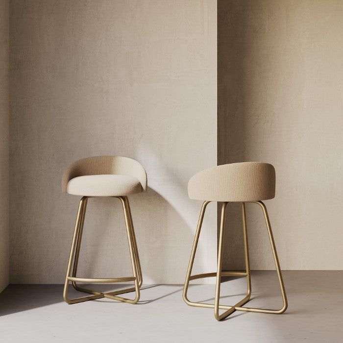 Modern Radiused Counter Stool with Warm Upholstery