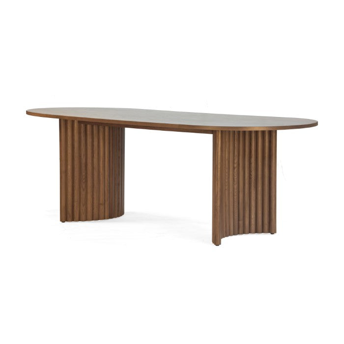 Elegant Fluted Oak Pedestal Diner