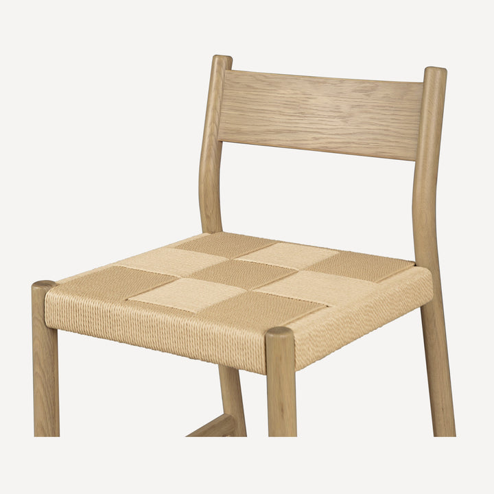 Minimalist Oak & Woven Cord Counter Stool