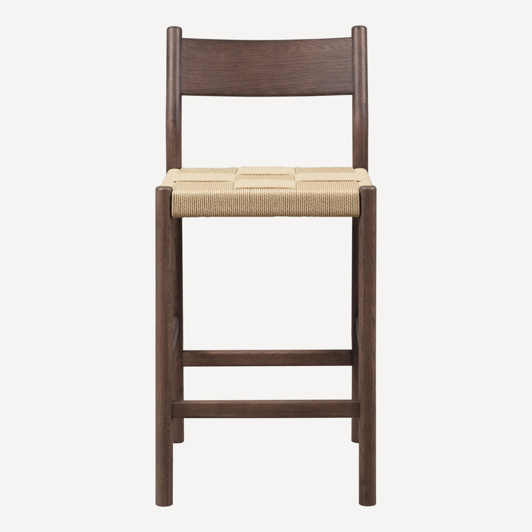 Elegant Walnut Bistro Stool with Woven Seat