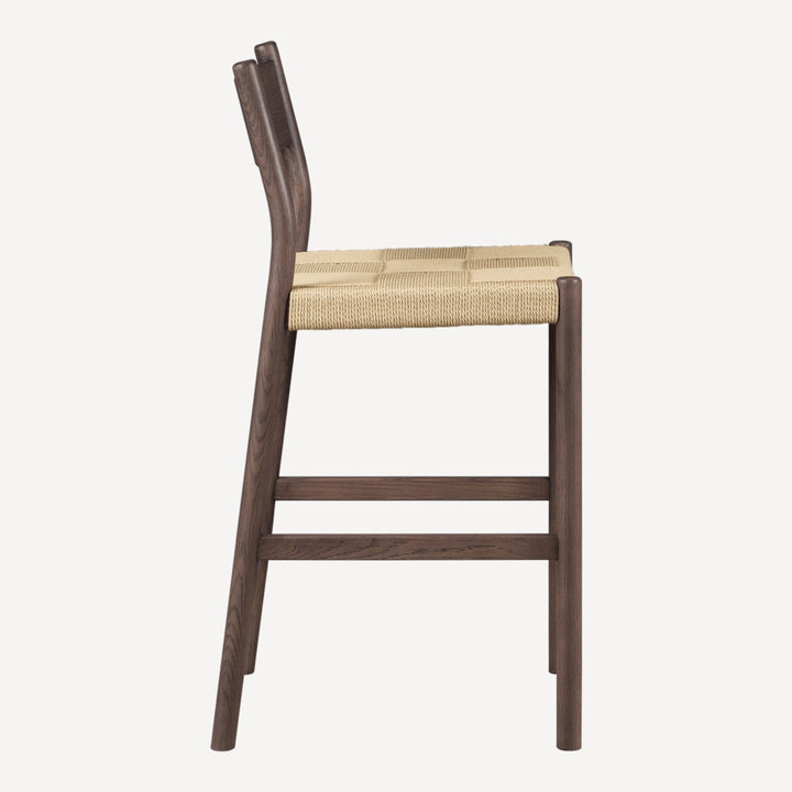 Elegant Walnut Bistro Stool with Woven Seat