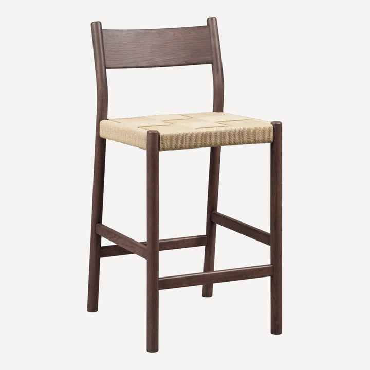 Elegant Walnut Bistro Stool with Woven Seat