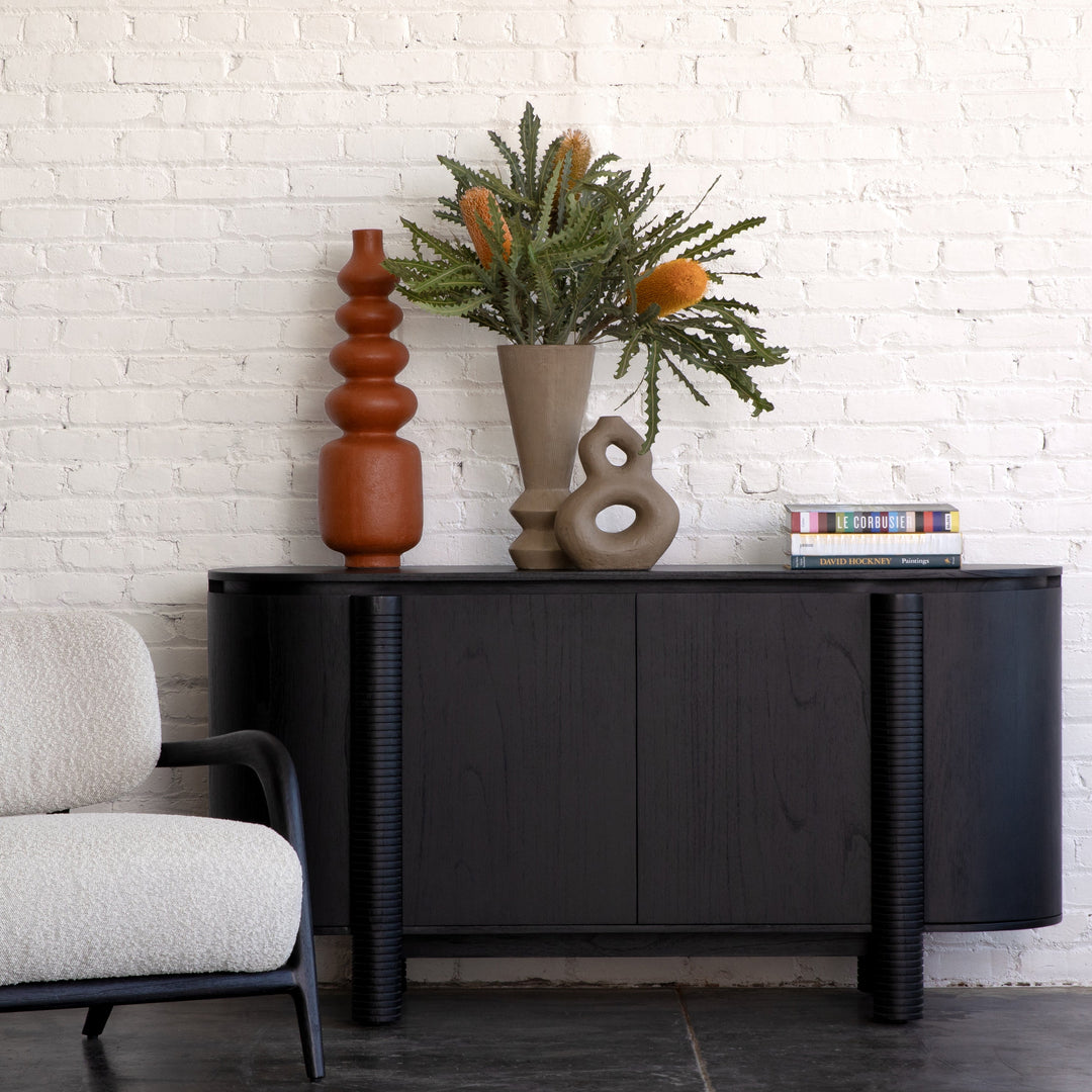 Sleek Midnight Sliding Sideboard