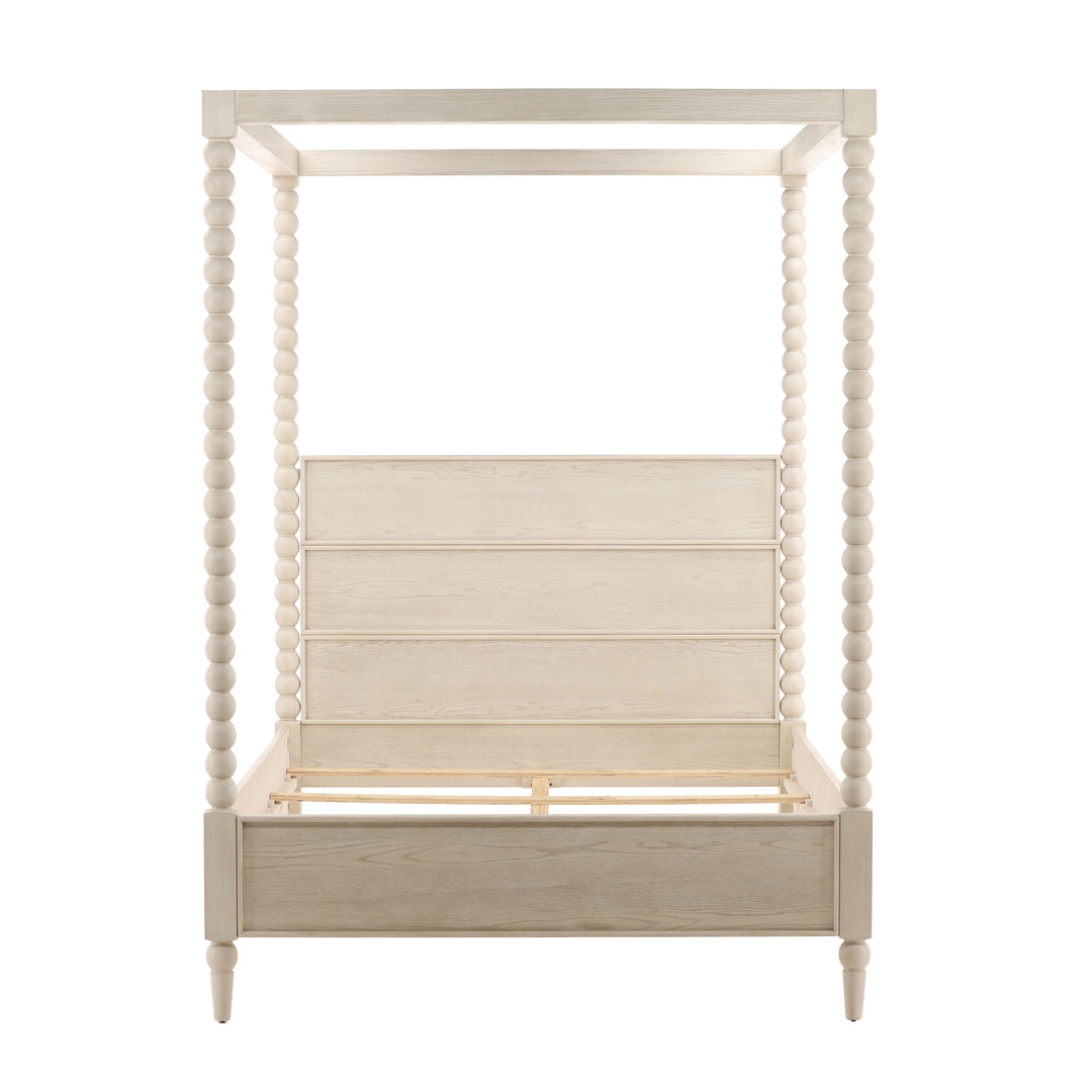 Serene Slumber Retreat - Rustic Queen Bed in Whitewashed Style