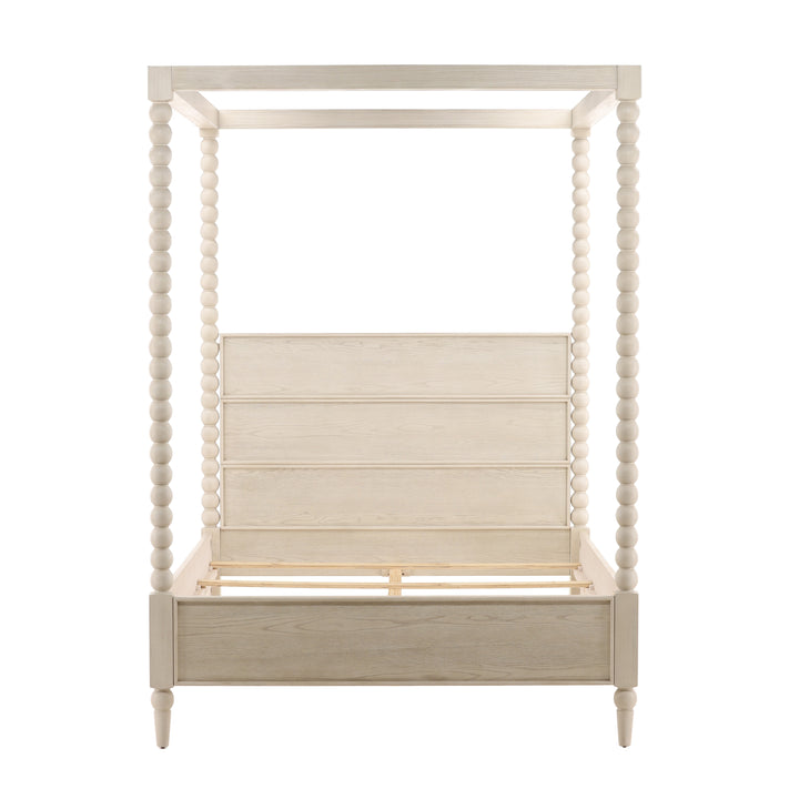 Serene Slumber Retreat - Rustic Queen Bed in Whitewashed Style