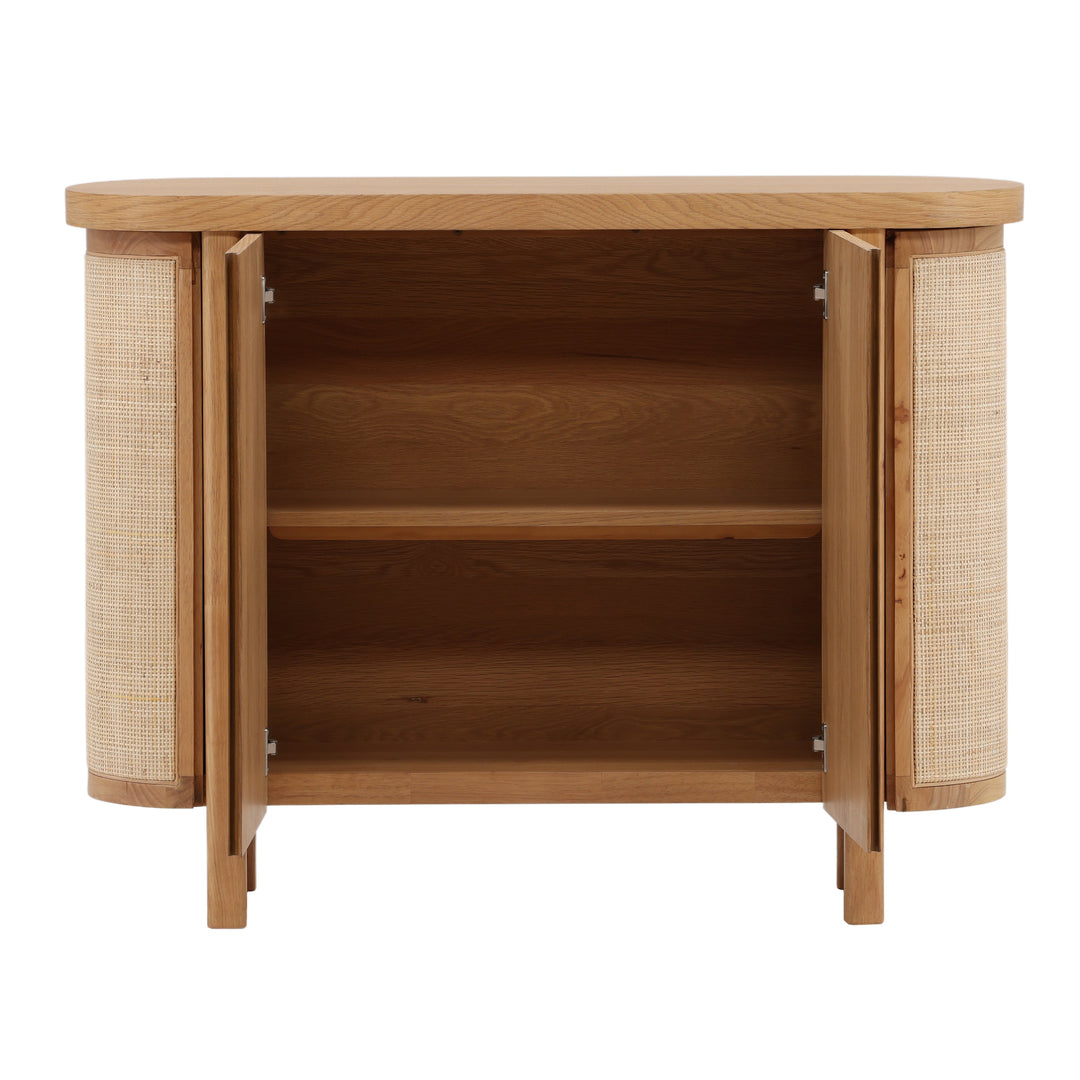 Elegant Coastal Accent Shelf in Natural Finish